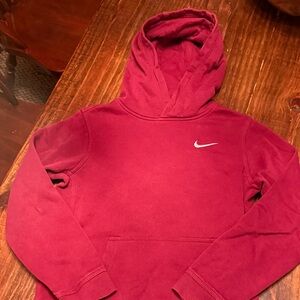 Nike Burgundy Hooded Pullover with White Swoosh